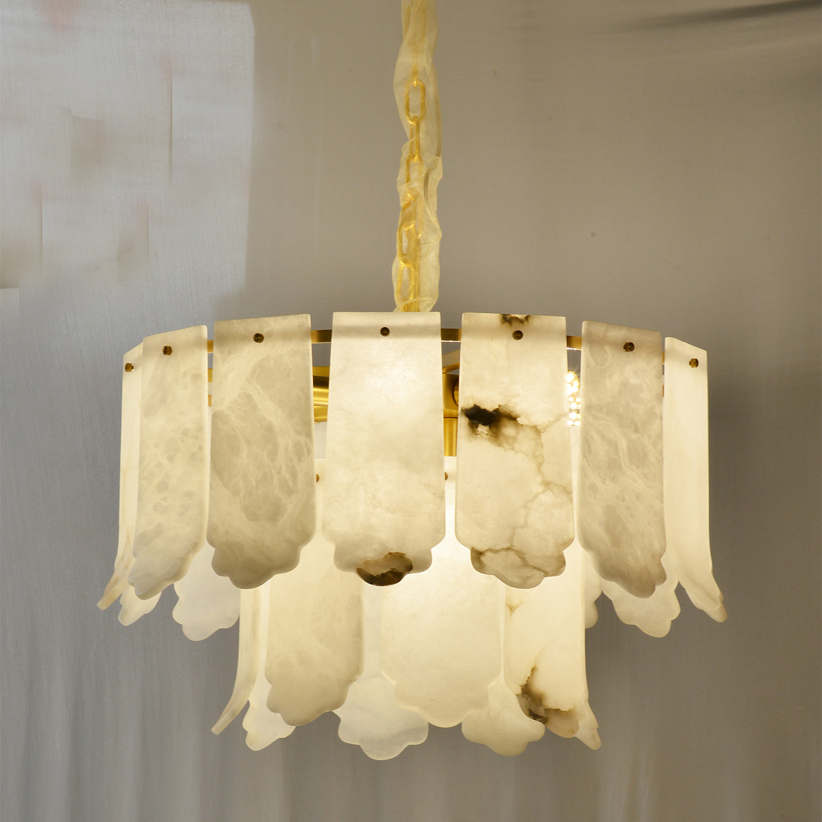 Alabaster Brass Pendant Light