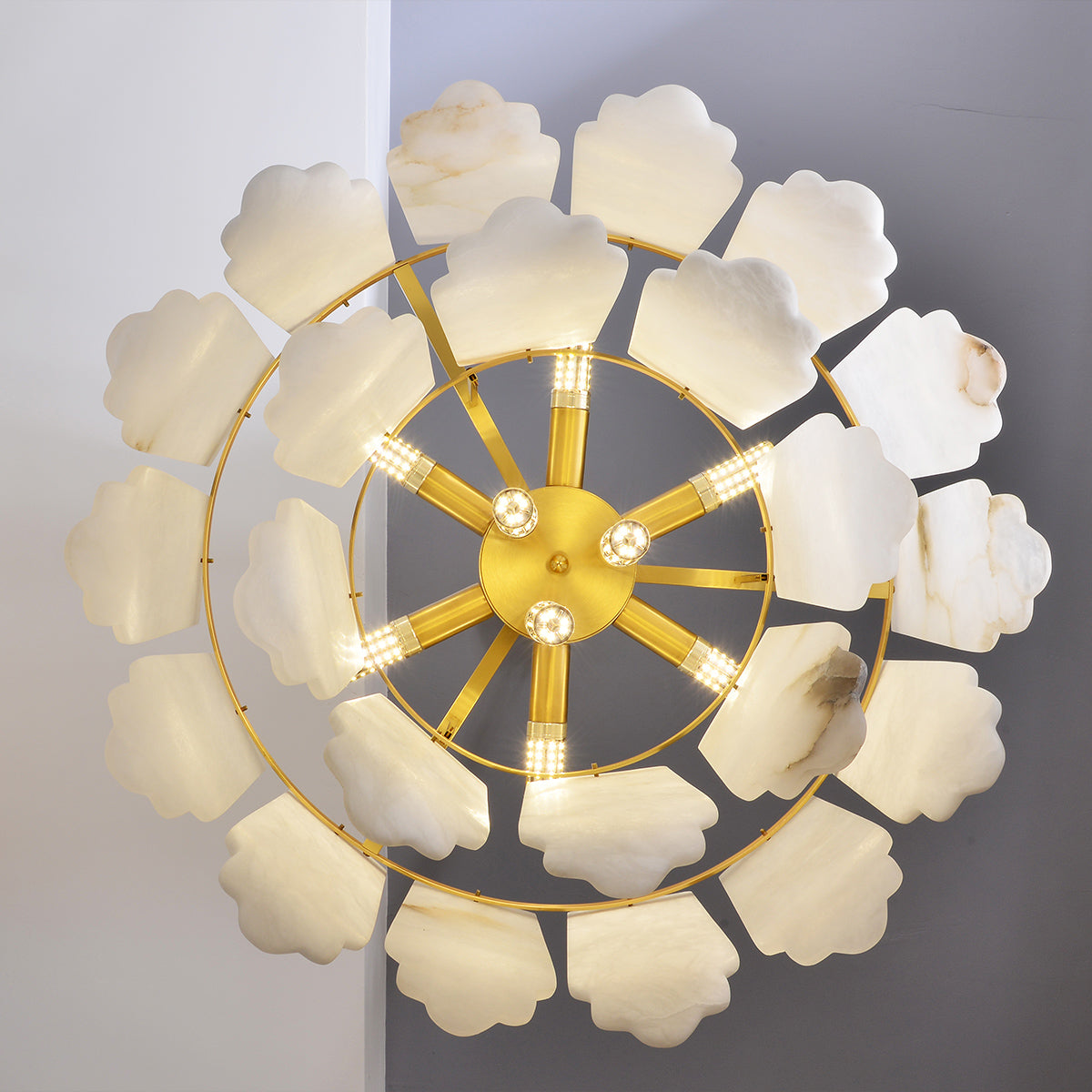 Alabaster Brass Pendant Light