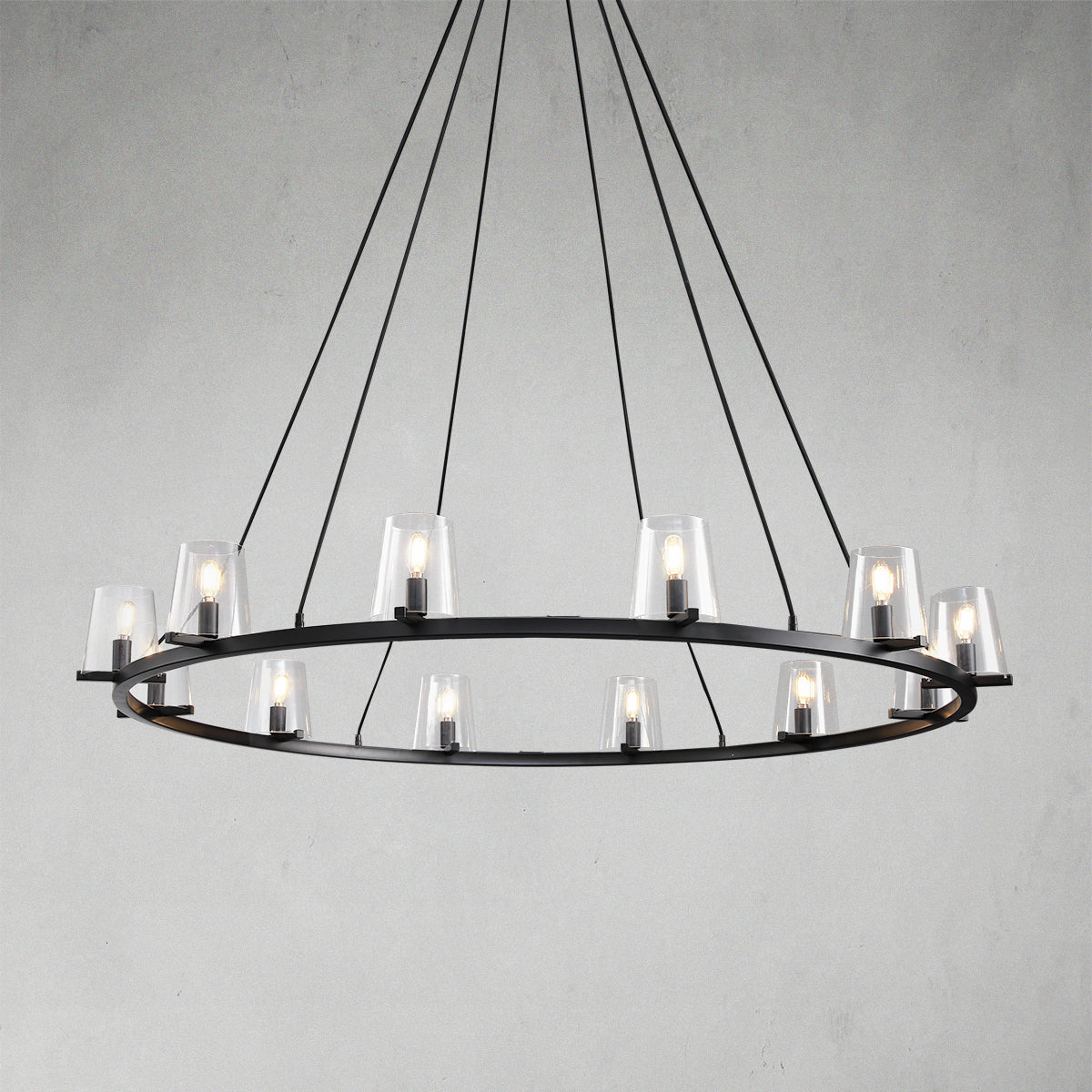 Glass Lampshade Round Chandelier