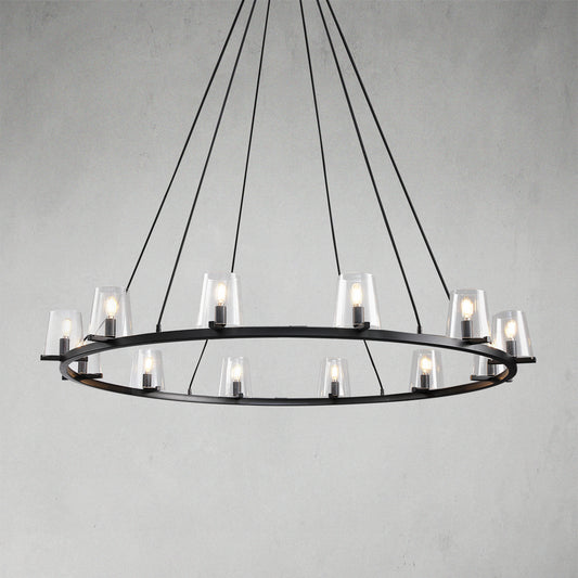 Glass Lampshade Round Chandelier
