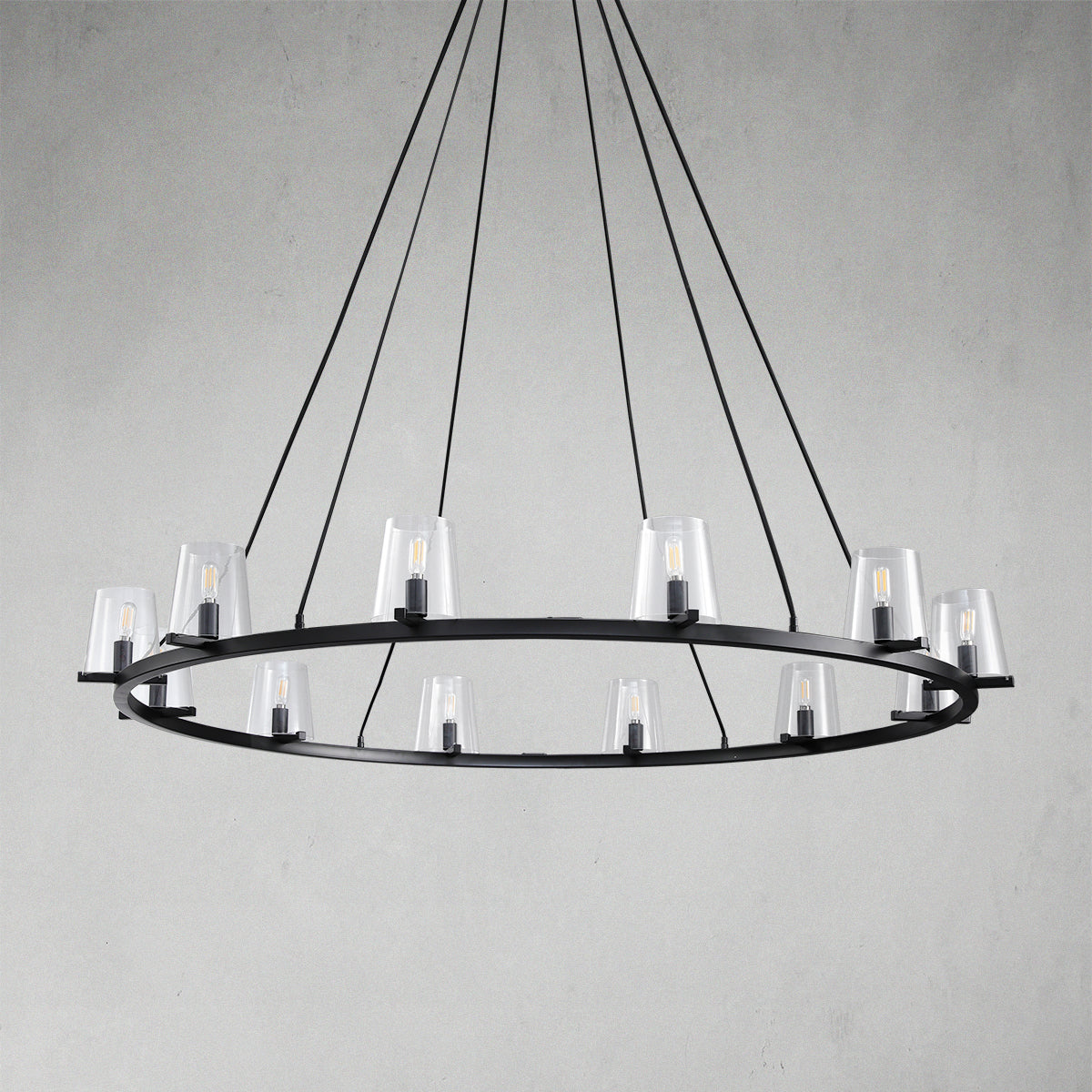 Glass Lampshade Round Chandelier