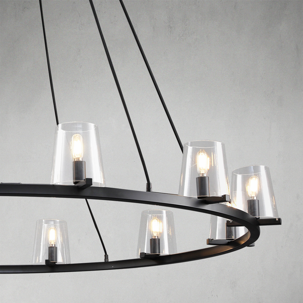 Glass Lampshade Round Chandelier