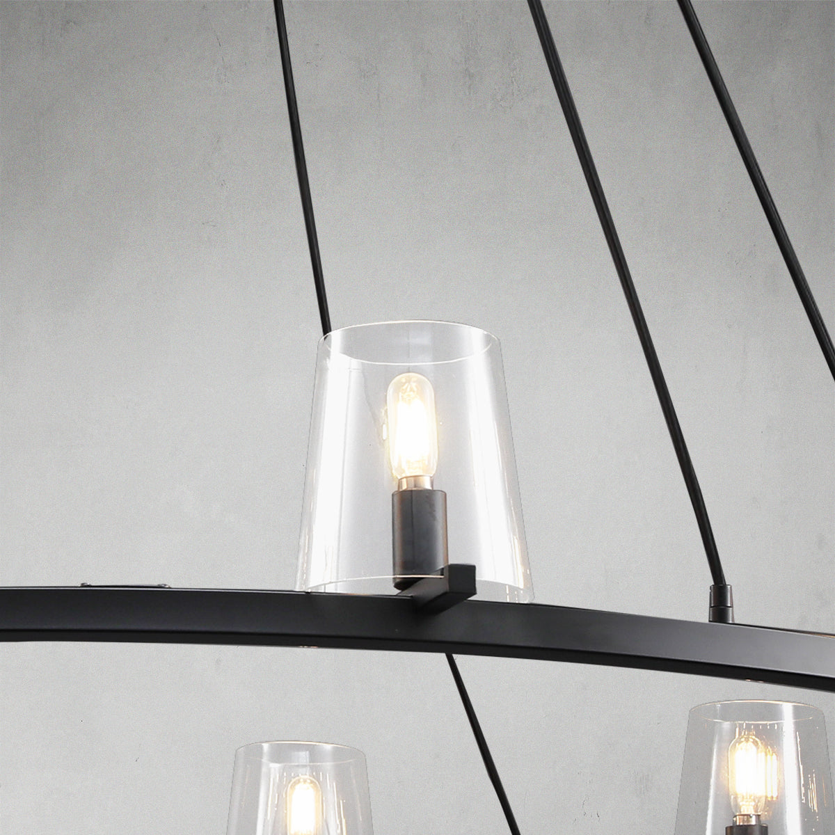 Glass Lampshade Round Chandelier