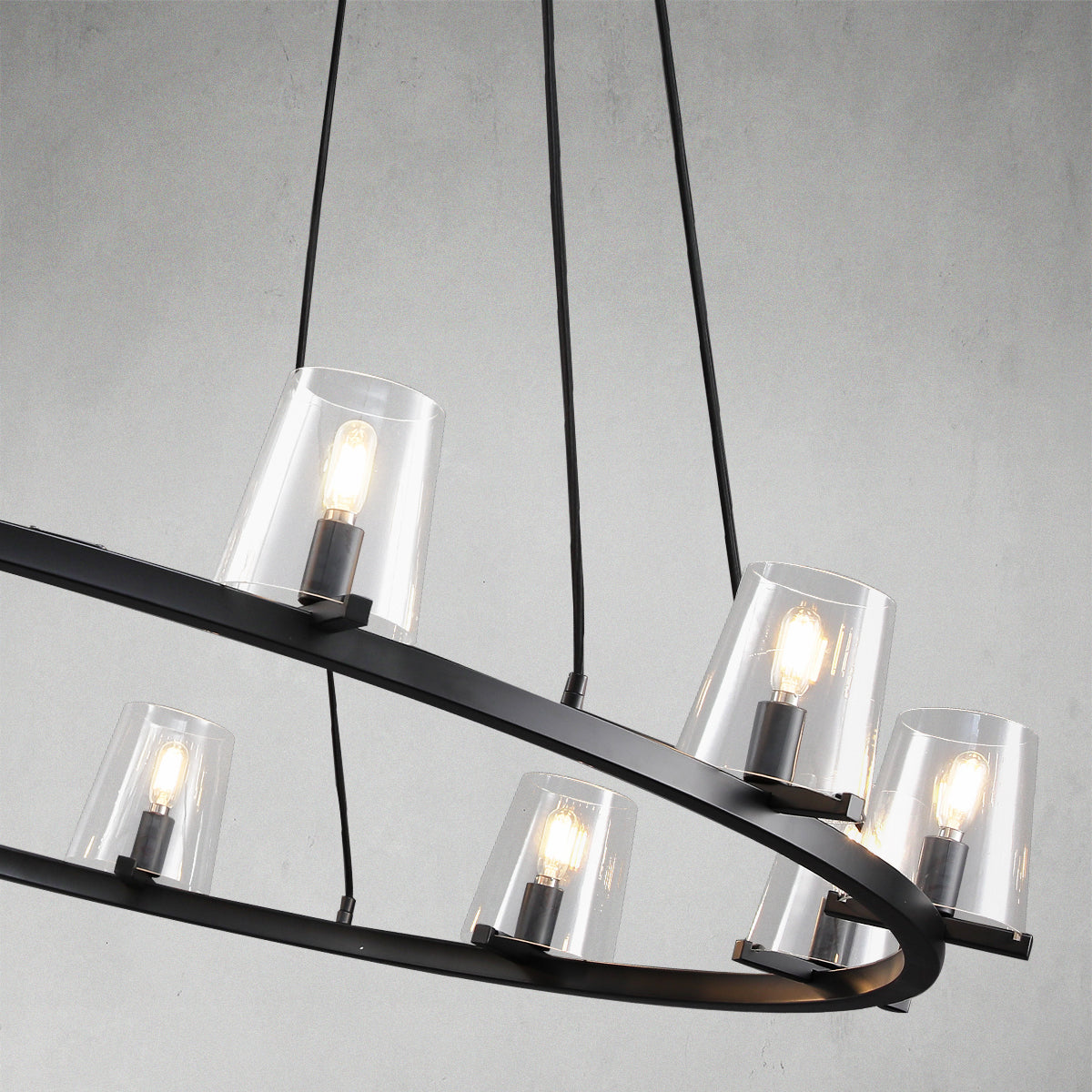 Glass Lampshade Round Chandelier